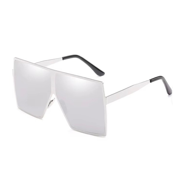 Oversized Square Sunglasses Silver Mirrored Lens Fashion Sun Glasses‎ Huge XXL - Picture 5 of 9